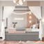 Lit plateforme simple avec tête de lit tapissier, lit gigogne simple et 3 tiroirs, cadre de lit à baldaquin princesse pour enfants, rangement et assemblage facile-777617550