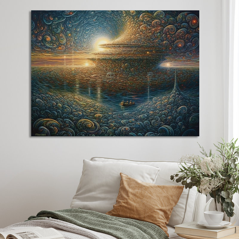 Futur paysage marin des vagues de l'océan - impression, Toile tendue, H 30 po x l 40 po x P 1,5 po