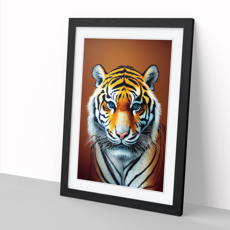 Tiger View - Framed Print, 34cm H x 25cm W x 2cm D, Oak