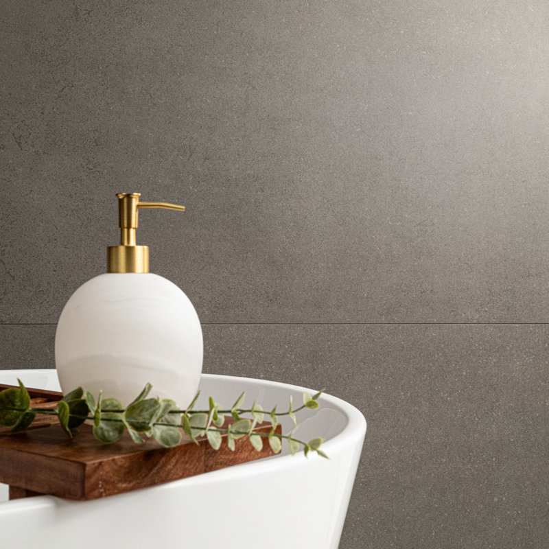 Betonica Steel 24 in. x 48 in. Matte Porcelain Concrete Look Floor and Wall Tile, Steel