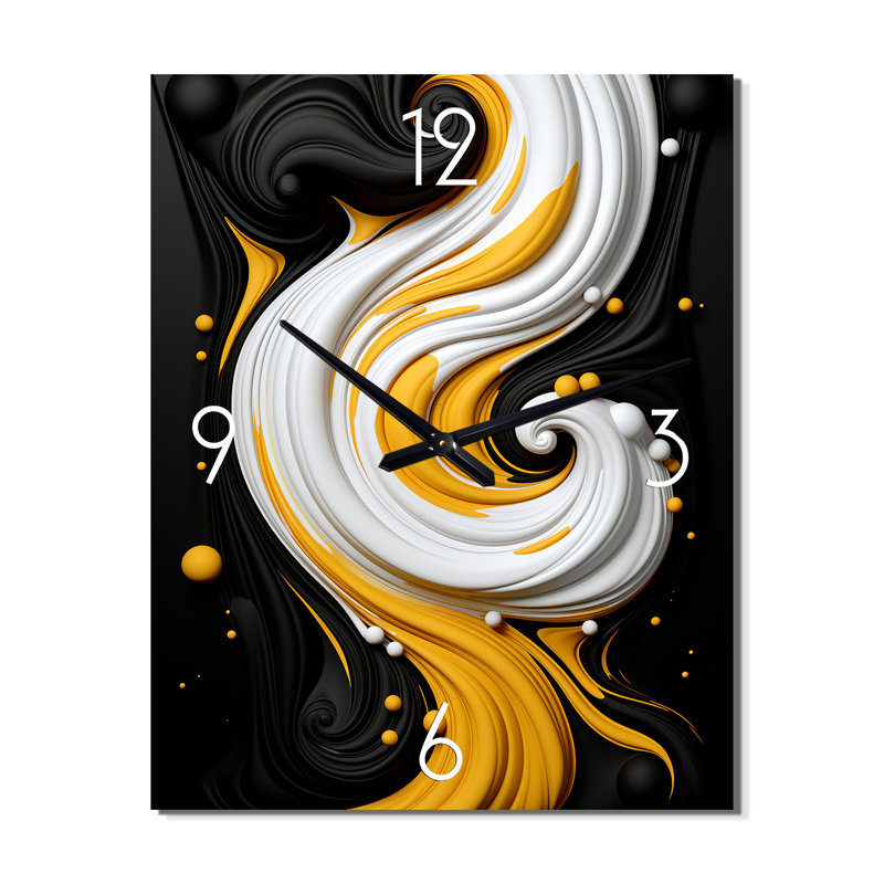 Horloge murale liquide sur fond blanc abstrait III - formes abstraites surdimensionnée, Grand
