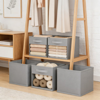 Foldable Storage Cubes With Clear View Window And Handles, 12-Pack Fabric Organizer Bins For Closet, Shelf, And Home Organization