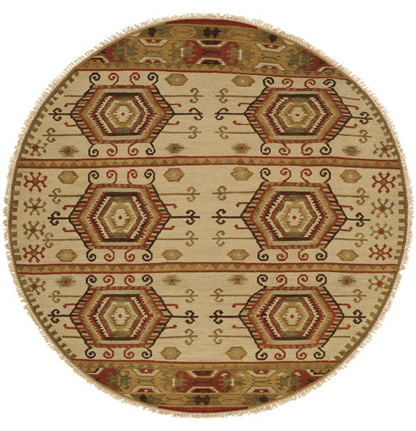 Wool Geometric Area Rug, Round 10'