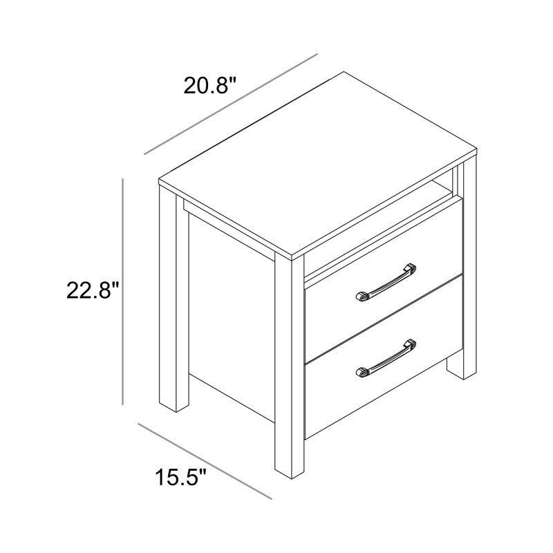 Table de chevet 2 tiroirs 22,7 po Pruitt, Vert sauge, Individuel