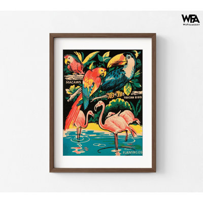 Tropical Hobbyland - oiseaux par Retrotravel, flamant rose, décoration de maison d'été en Floride, décor de chambre à coucher principale de station balnéaire rétro