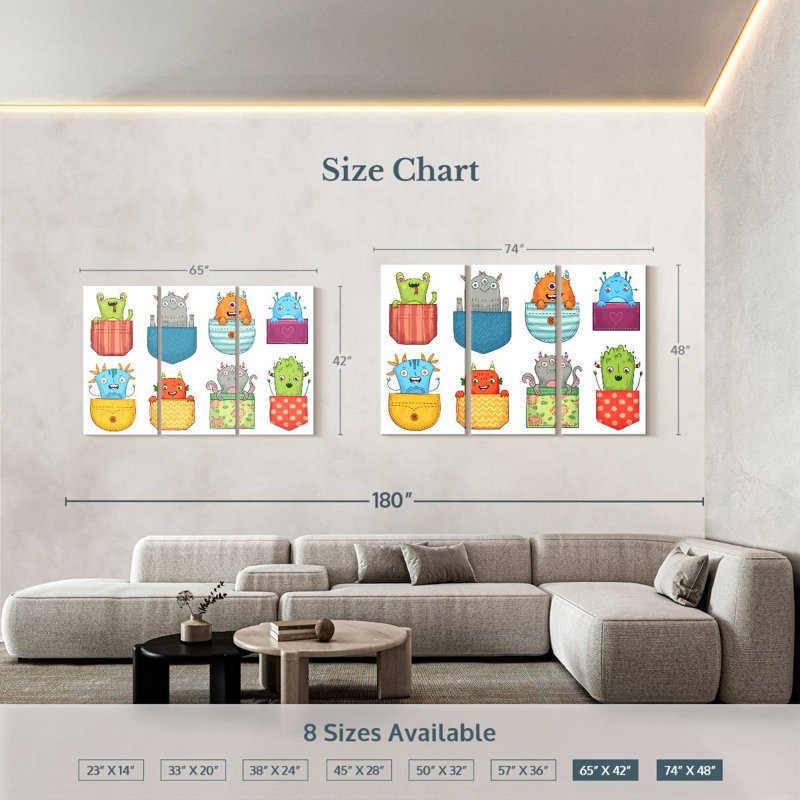 Ashelle Pocket Monsters, 42" H x 65" W
