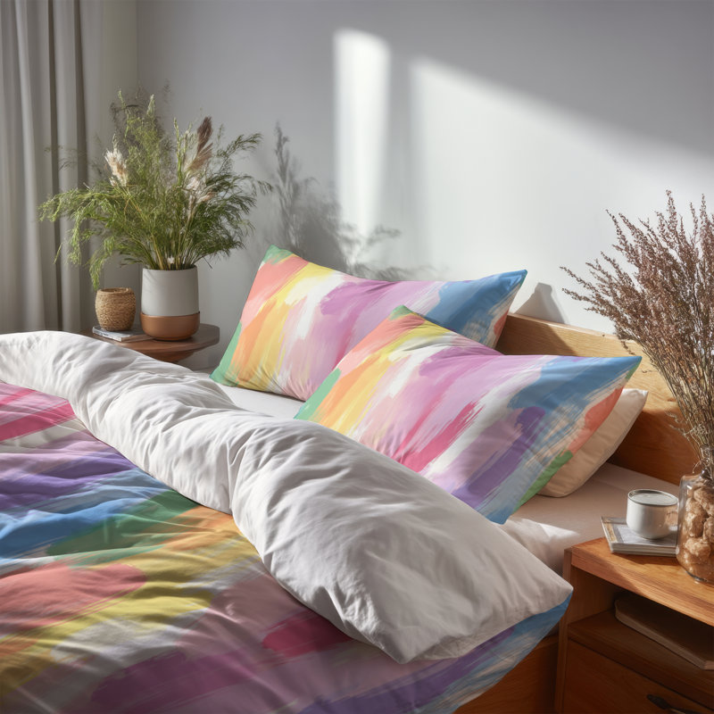 Ensemble de literie colorée 3 pièces Teens - Ensemble de housse de couette et coussin décoratif
