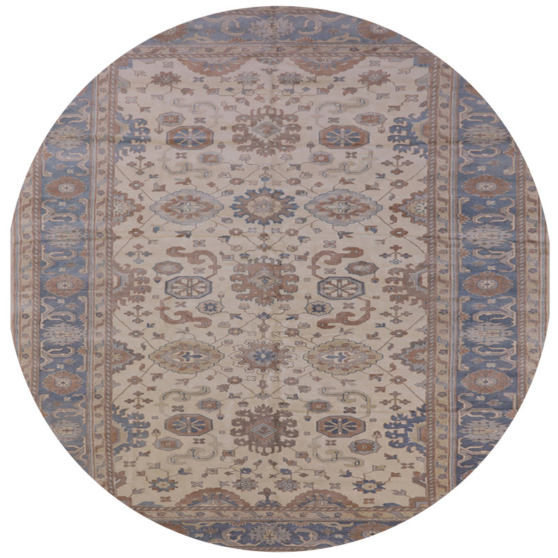 Tapis oriental brun / beige / bleu Arushad, Rond 8 pi