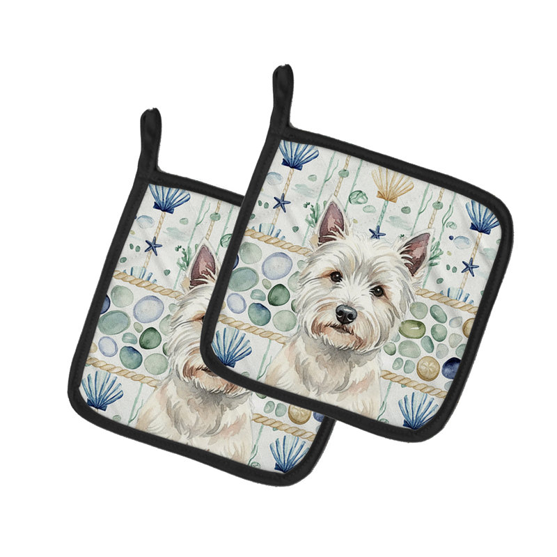 Paire de poignées en verre Westie Coastal Sea