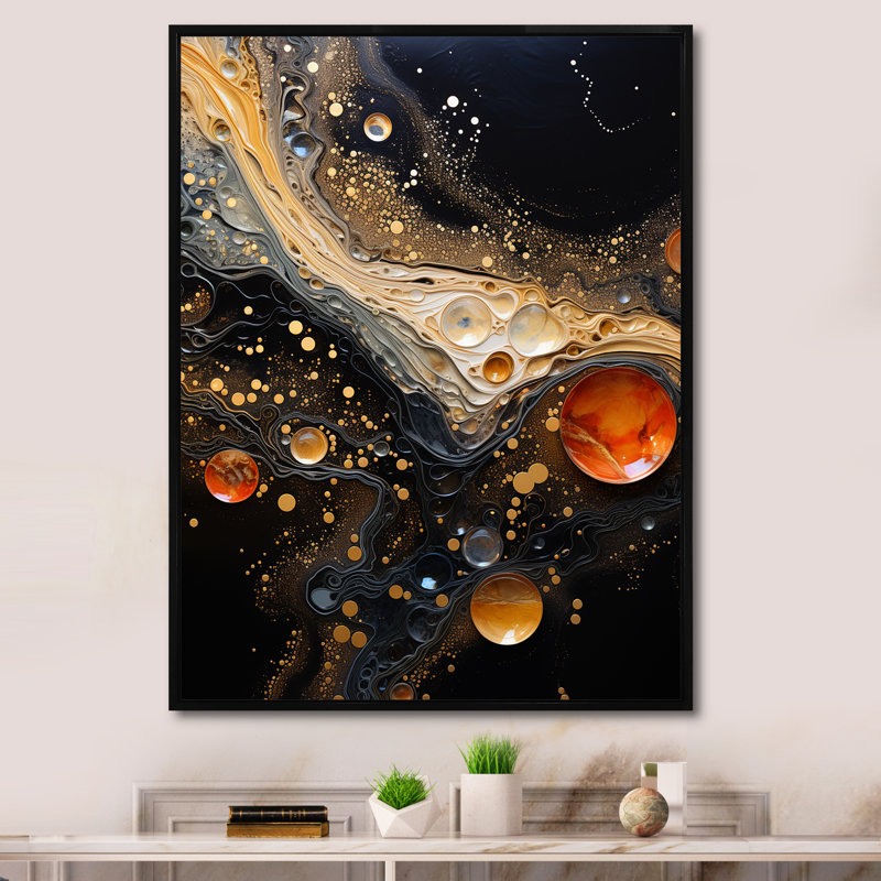 «Abstract Coffee Nitro Nebula», art abstrait sur toile, formes abstraites, Cadre flottant noir, H 32 po x l 16 po