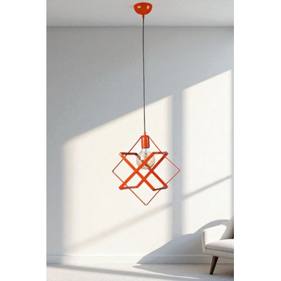 Élégant lustre réglable, structure en métal, mesurant 11,8 po x 14,2 po | Élégante finition orange, douille E27 de 40 W maximum (ampoule non incluse) | Parfait pour la salle à manger, le salon et le vestibule | IP20, Éclairage de décoration intérieure moderne