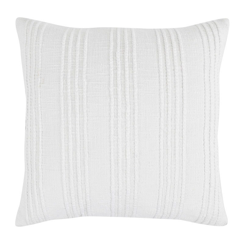 Square Pillow Cover & Insert, Ivory Striped