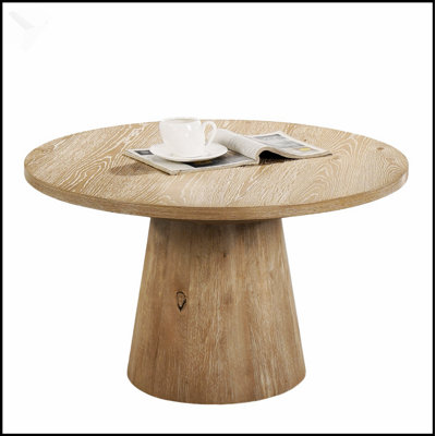 Contemporary Style Round Coffee Table With Cone Shape Pedestal, Durable And Stylish For Modern Living Spaces