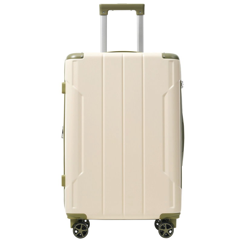 Valise rigide, valises en ABS léger et durable avec roues doubles, bagage de voyage extensible à carreaux de 24 pouces, Vert