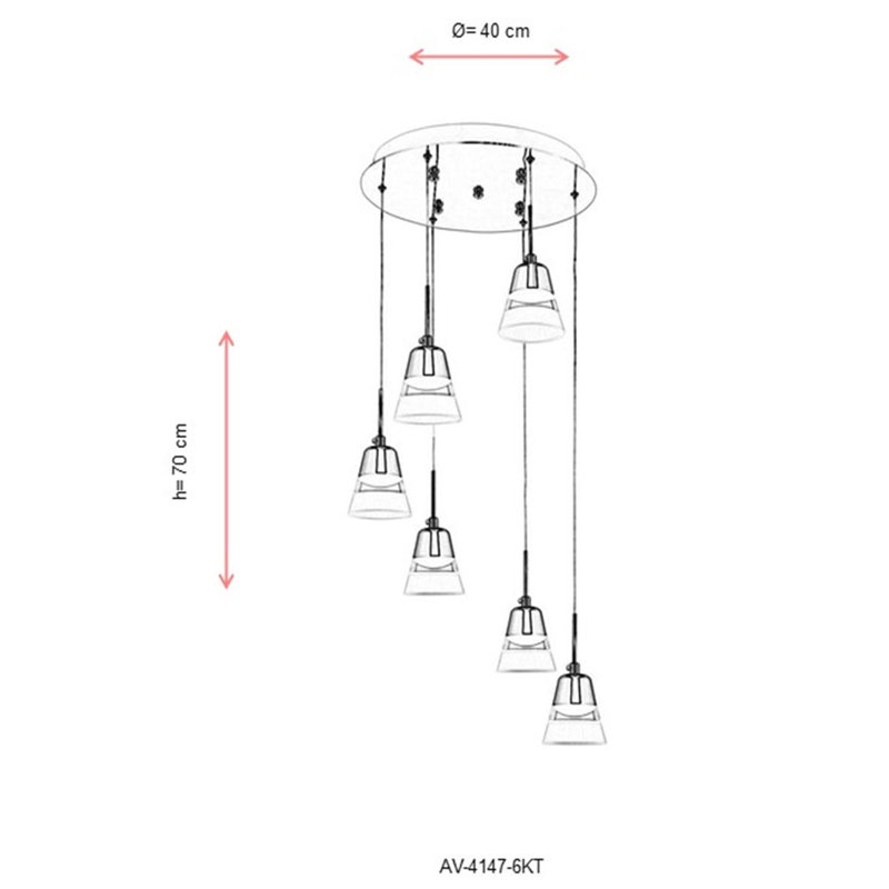 Luminaire suspendu en forme de cloche à 6 lumières DEL
