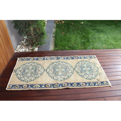 Tapis de couloir Oushak classique avec motif floral pour le couloir - Tapis en laine fait à la main pour la maison