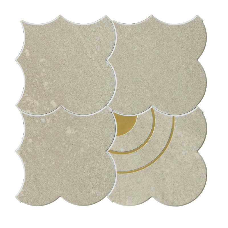 Carreau de mosaïque en pierre 8,3 po x 8,3 po, Beige doré