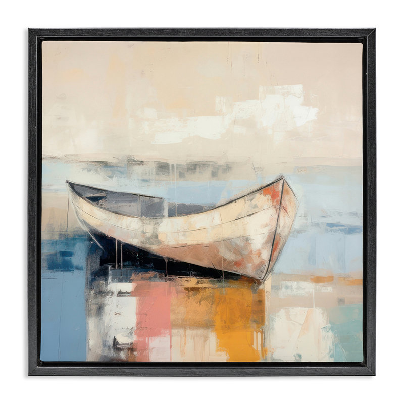 Charmante embarcation flottante encadrée par Irena Orlov, Cadre flottant noir de jais, H 18 po x l 18 po