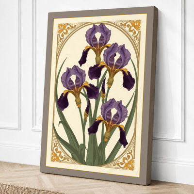 Iris Study in Gold Botanical 1 Piece Wrapped Canvas Wall Art