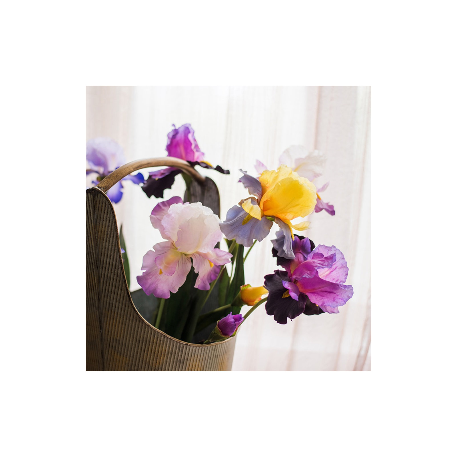 Artificial Iris Flower Stem, Five Stems, Pink