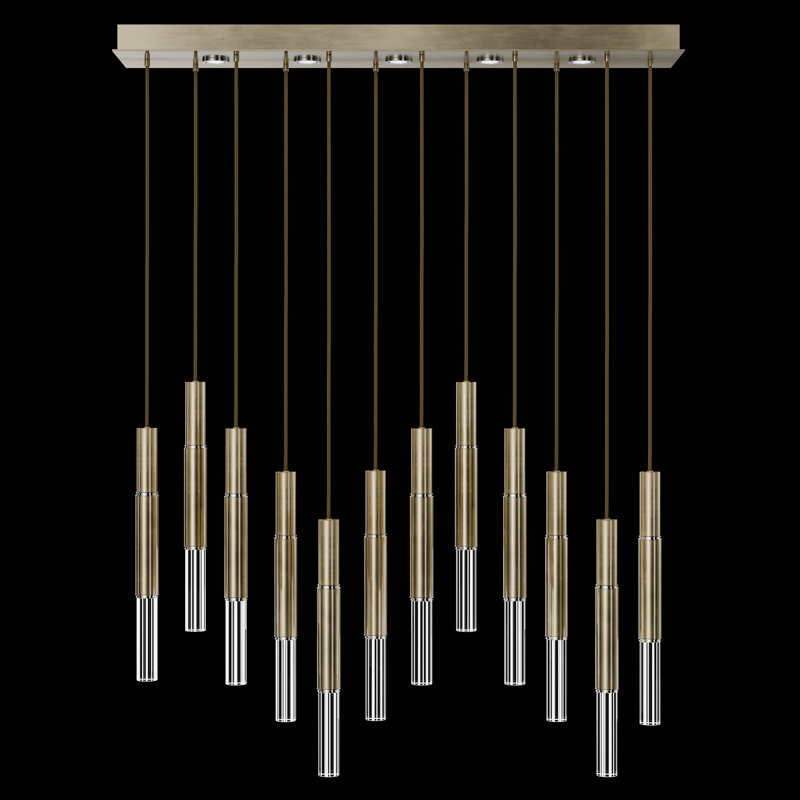 Luminaire suspendu l 61 po Antonia, Feuille d'or douce standard / nickel
