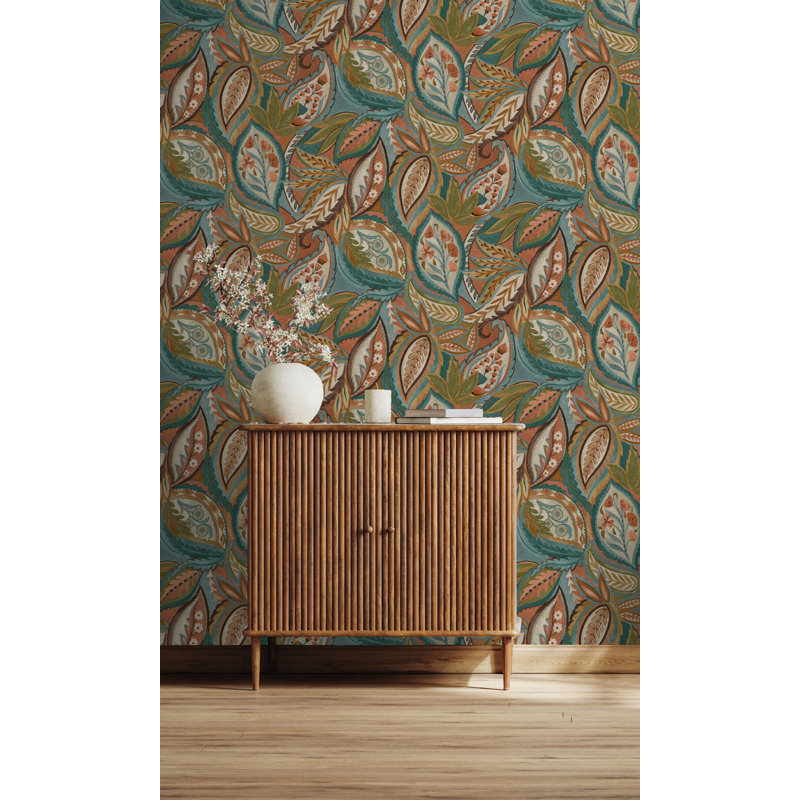 Rouleau de papier peint L 33 pi x l 21 po Vallee All over Tropical, Orange