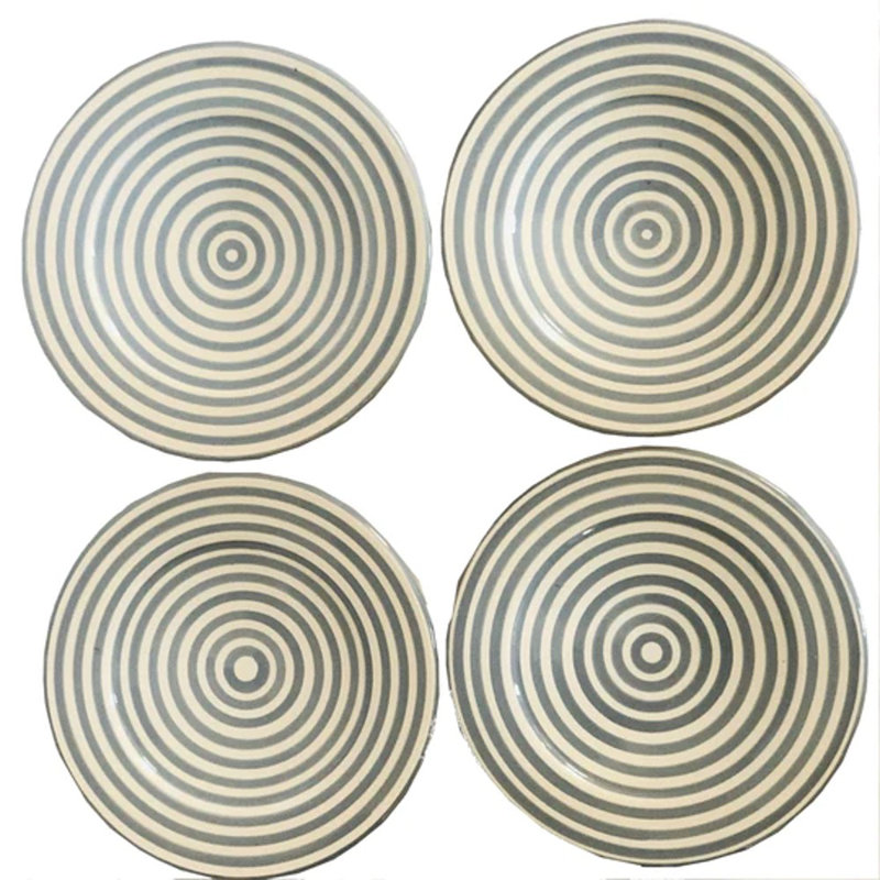 Ensemble de 4 assiettes Bullseye, gris