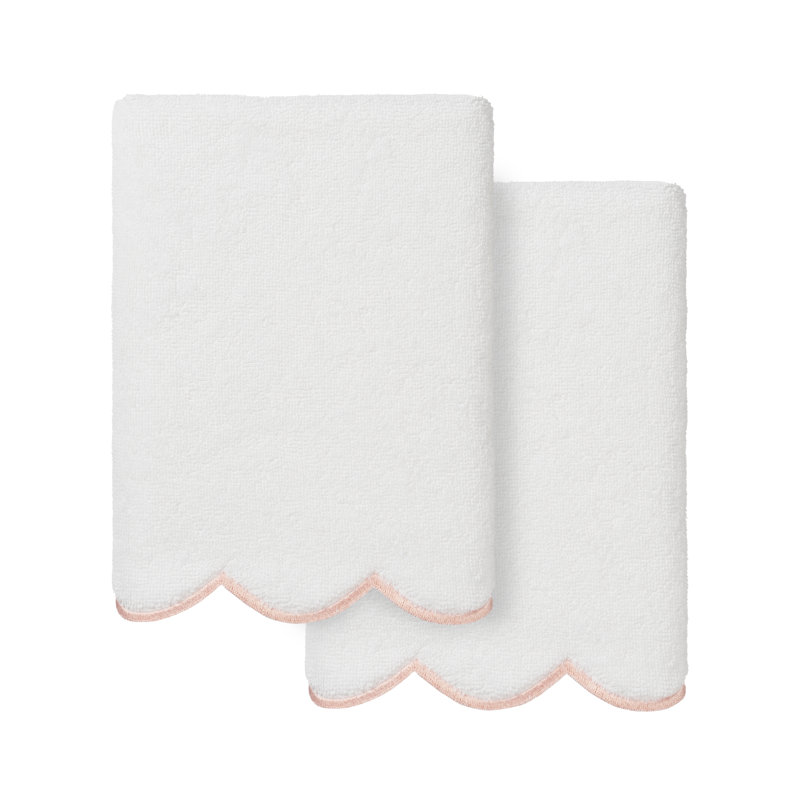  Ensemble de serviettes 100% coton turque ADORNIA, Ensemble de 2 essuie-mains, Blanc / Rose