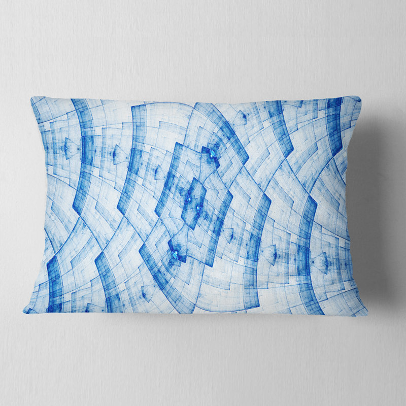 Grille bleue avec motif de fleur fractale - coussin imprimé abstrait