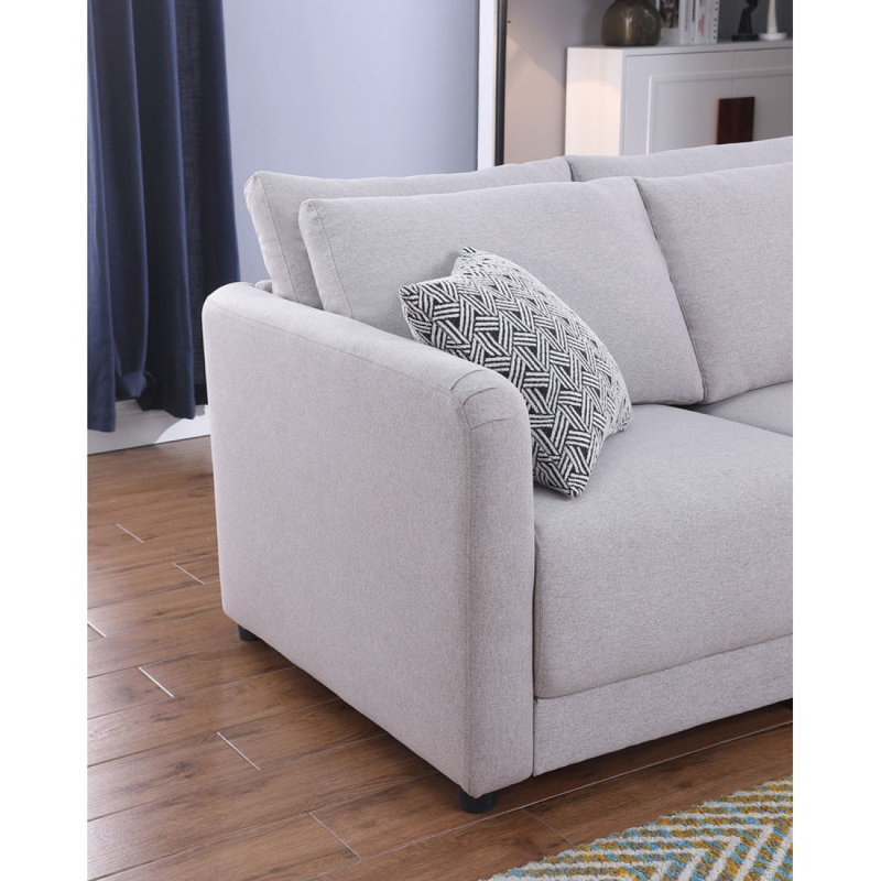 Modern Sofa Penelope 120" Linen Fabric Reversible 7PC Modular Sectional Sofa With Ottoman And Pillows