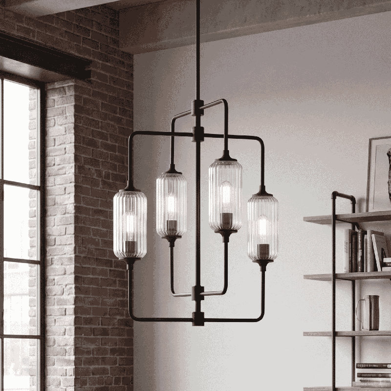 Lustre 4 lumières Nunley , Laiton, H 28,25 po x l 20 po x P 20 po