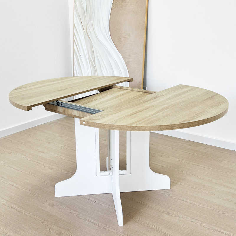 Expandable Oval Kitchen Dining Table, 59X43 Inch With Removable Leaf, Charm, White Finish, Seats Up To 6