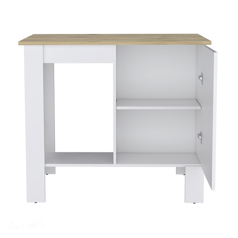 Îlot de cuisine classique avec armoire de rangement, tablettes intérieures et tablette ouverte pour une organisation moderne