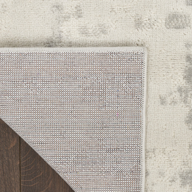 Quam Abstract Modern Machine Woven Area Rug in Cream/Gray, Rectangle 3'9" x 5'9"