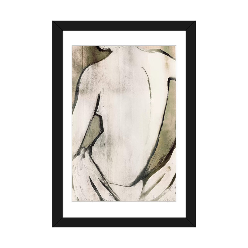 Nude sépia II par PI Studio - reproduction sur toile tendue, H 24 po x l 16 po x P 1 po, Papier d'art encadré noir, Blanc
