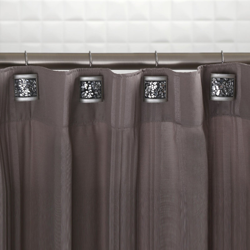 Elegant Silver Crackled Glass Shower Curtain Hooks Set