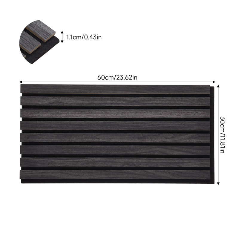 16-Pack Self-adhesive Acoustic Wood Slat Wall Panels for Interior Decor