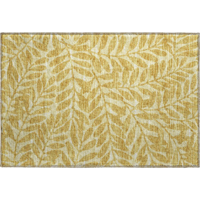 Premium Machine Washable Harsukhman AMF111 Yellow Rug