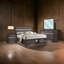 Ensemble de chambre à coucher 4 pièces Isy, boutons décoratifs argentés, gris contemporain-110080857