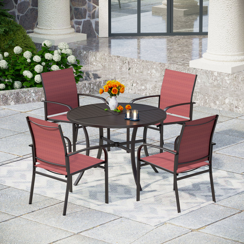 Alyah Round 4 - Person 42" Long Dining Set