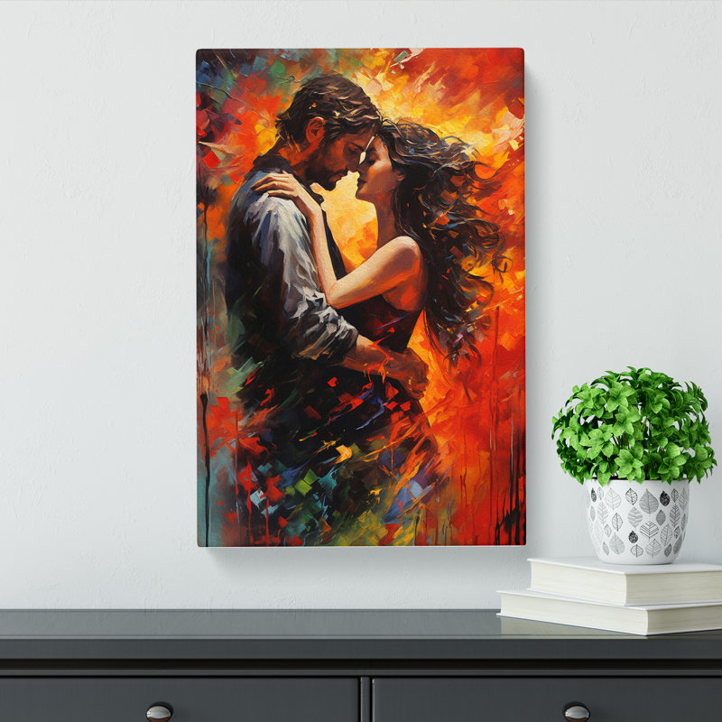 Lovers Action Painting Art - Wrapped Canvas, 60cm H x 40cm W x 3cm D