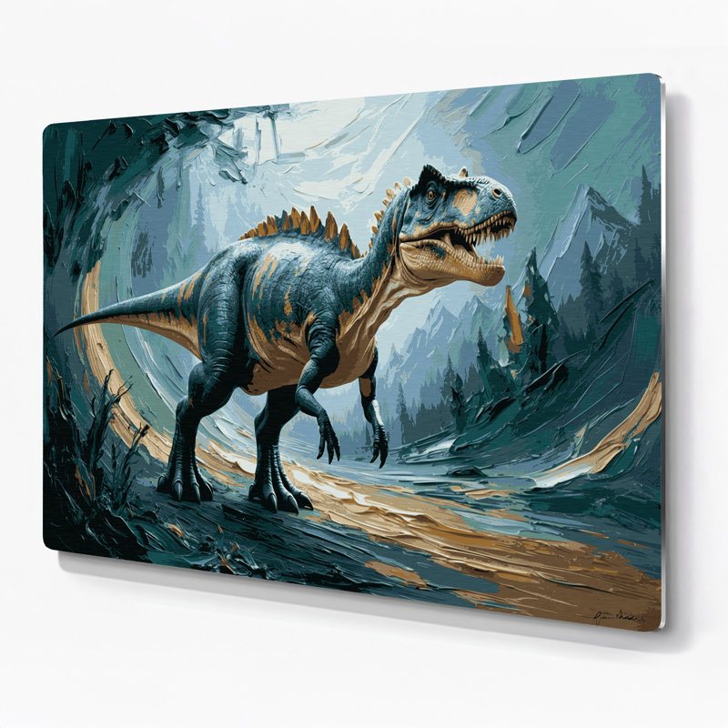 «Dinosaur Lambeosaurus Blue», art mural en métal, H 11 po x l 14 po