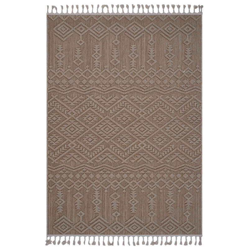 Tapis traditionnel d'intérieur / extérieur Collection, Rectangle de 5 pi 3 po x 7 pi 6 po