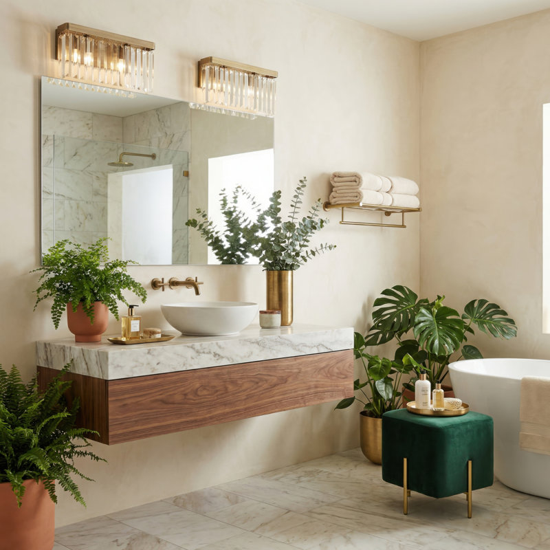 Luminaire de meuble-lavabo social Club - Havane doré - l 14,5 po