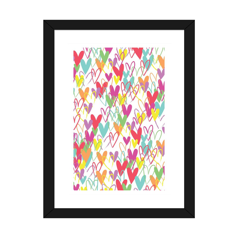 Cœurs par Arrolynn Weiderhold - impression d'art graphique, Papier encadré noir, Blanc, H 32 po x l 24 po x P 1 po