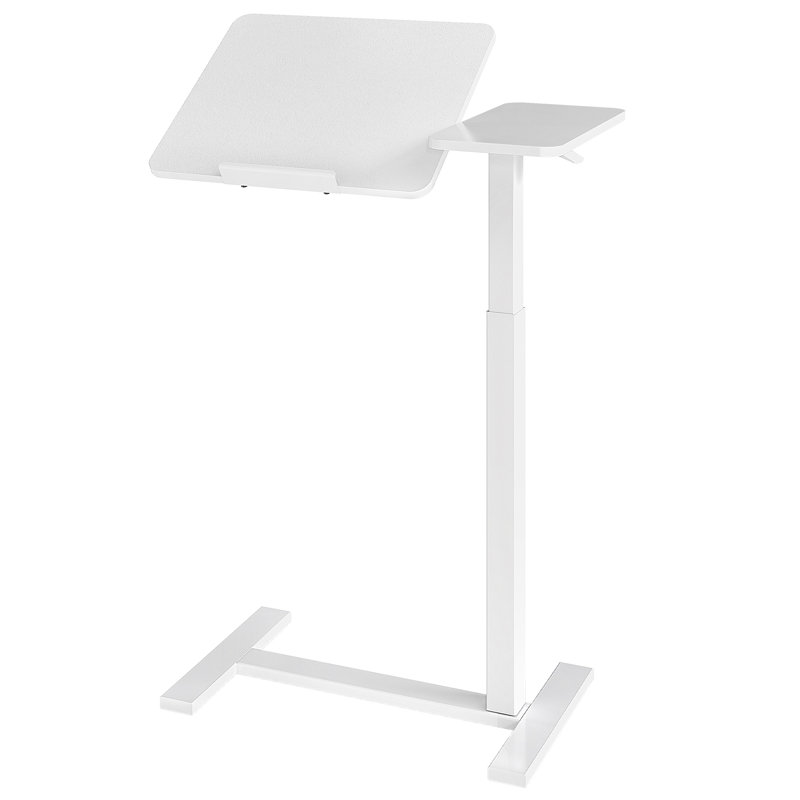 Modern Height-Adjustable C-Type Mobile End Table, Couch Flipped Side Table, White