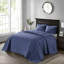 Couvre-lit réversible bleu marine simple - avec du coton prélavé pour une bonne nuit de sommeil