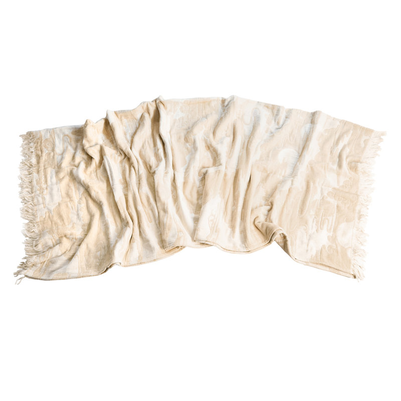 Clouds Hand Woven Throw Blanket, Cream