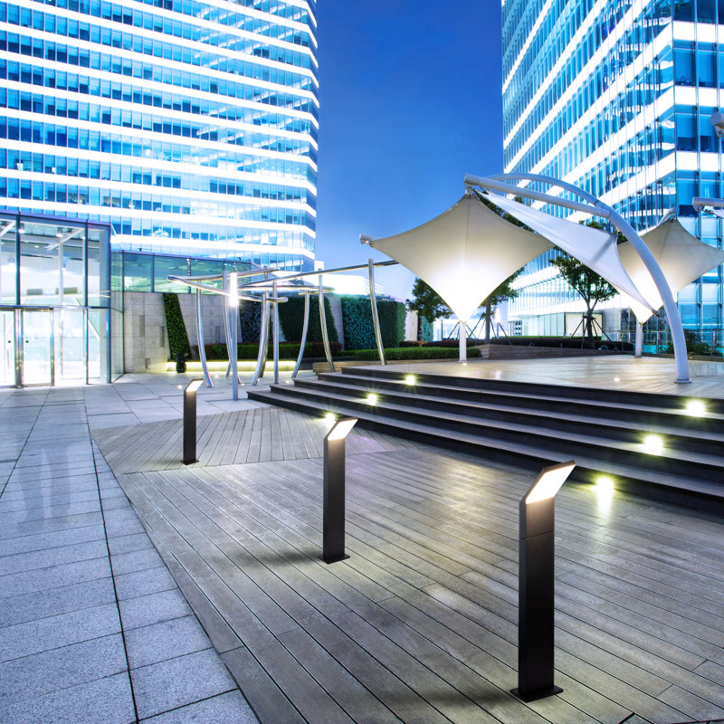 Matte Black Aluminum LED Pathway Bollard Light, 31.5" Height