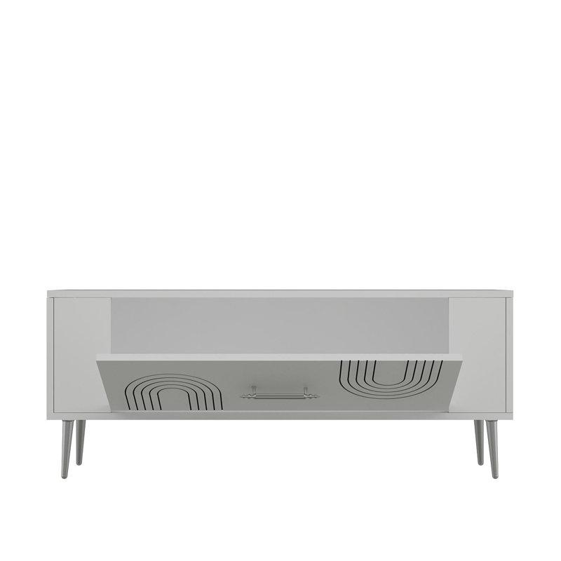 Olivia TV Stand, White/Silver, 120cm